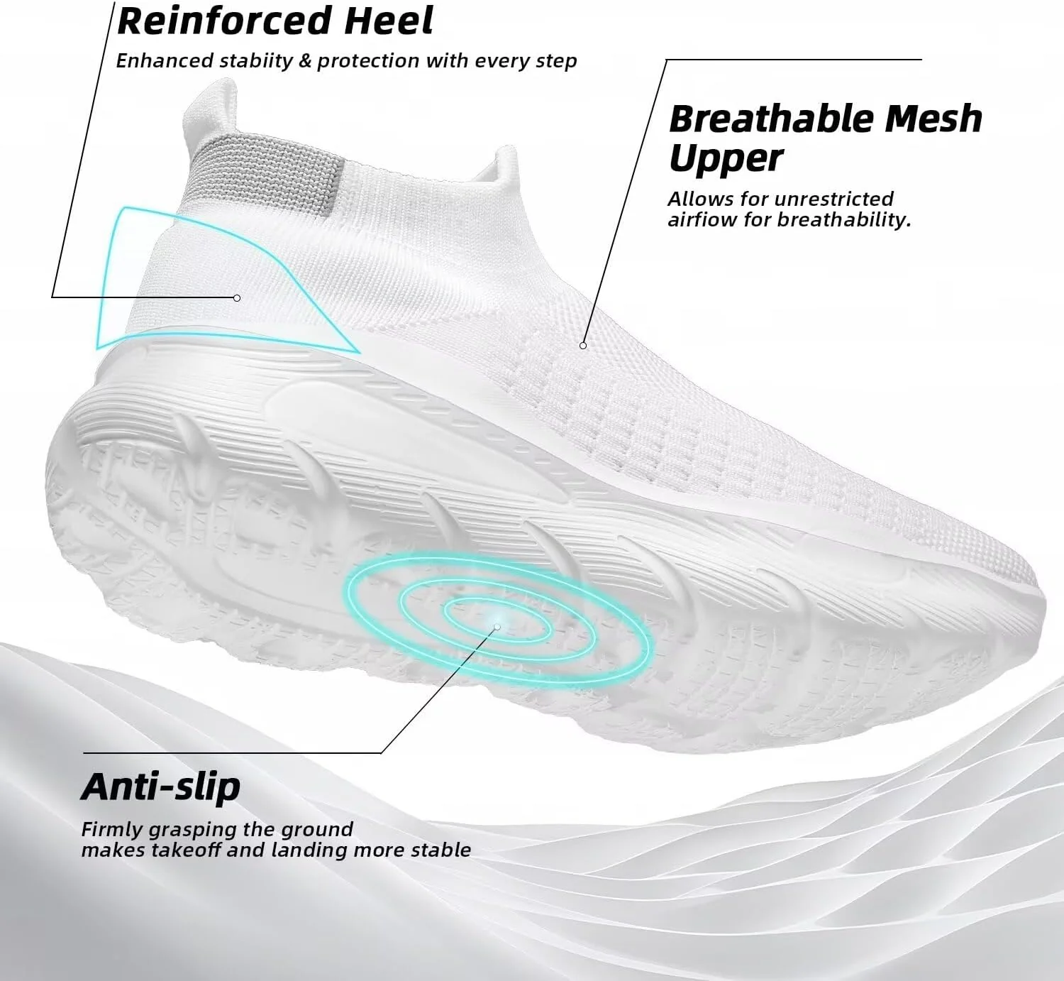 Mens Walking Shoes Running Athletic Sports Sneakers Slip on Mesh Lightweight Breathable Tennis Gym Soft Sole