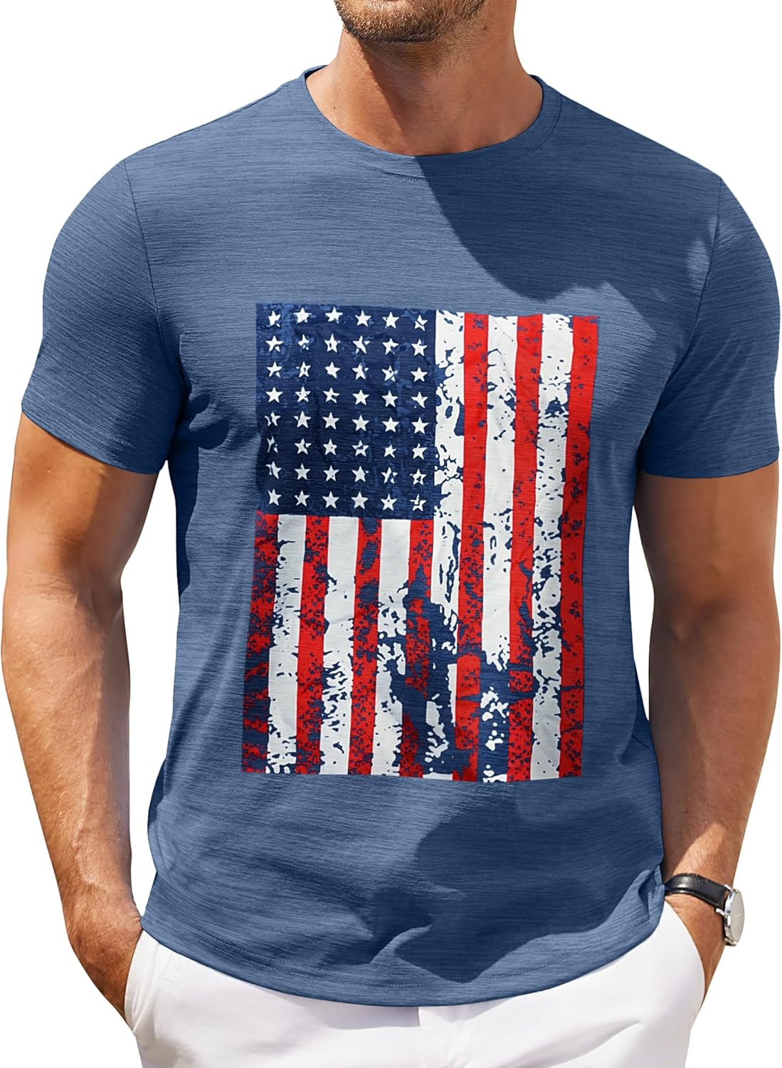 Mens Crew Neck T Shirt Short Sleeve Casual Summer Basic Tee Slim Fit Workout T-Shirt