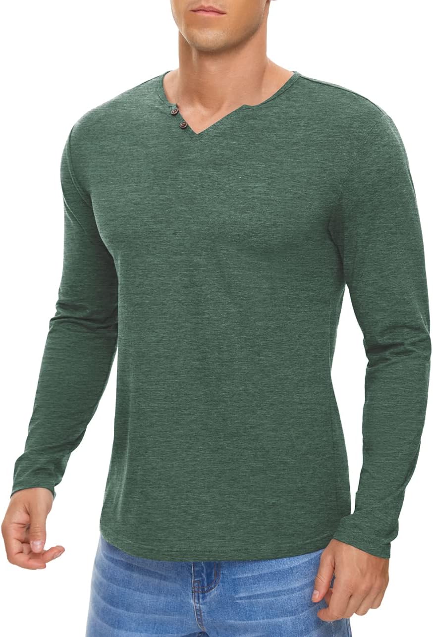 Men's Casual Slim Fit Basic Henley Short/Long Sleeve Fashion T-Shirt