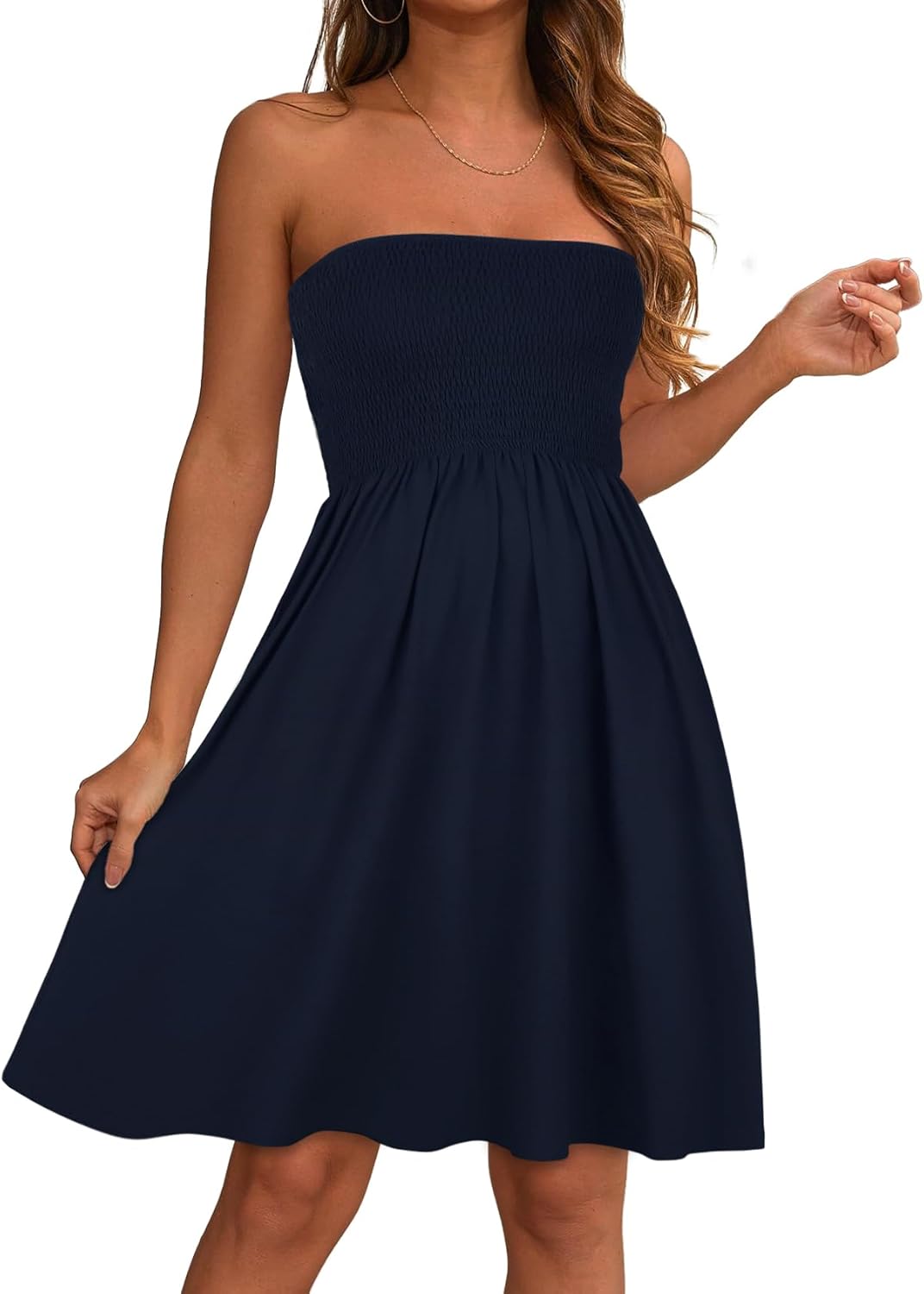 Summer Dresses for Women Strapless Casual Beach Cover Ups Tube Top Sundress