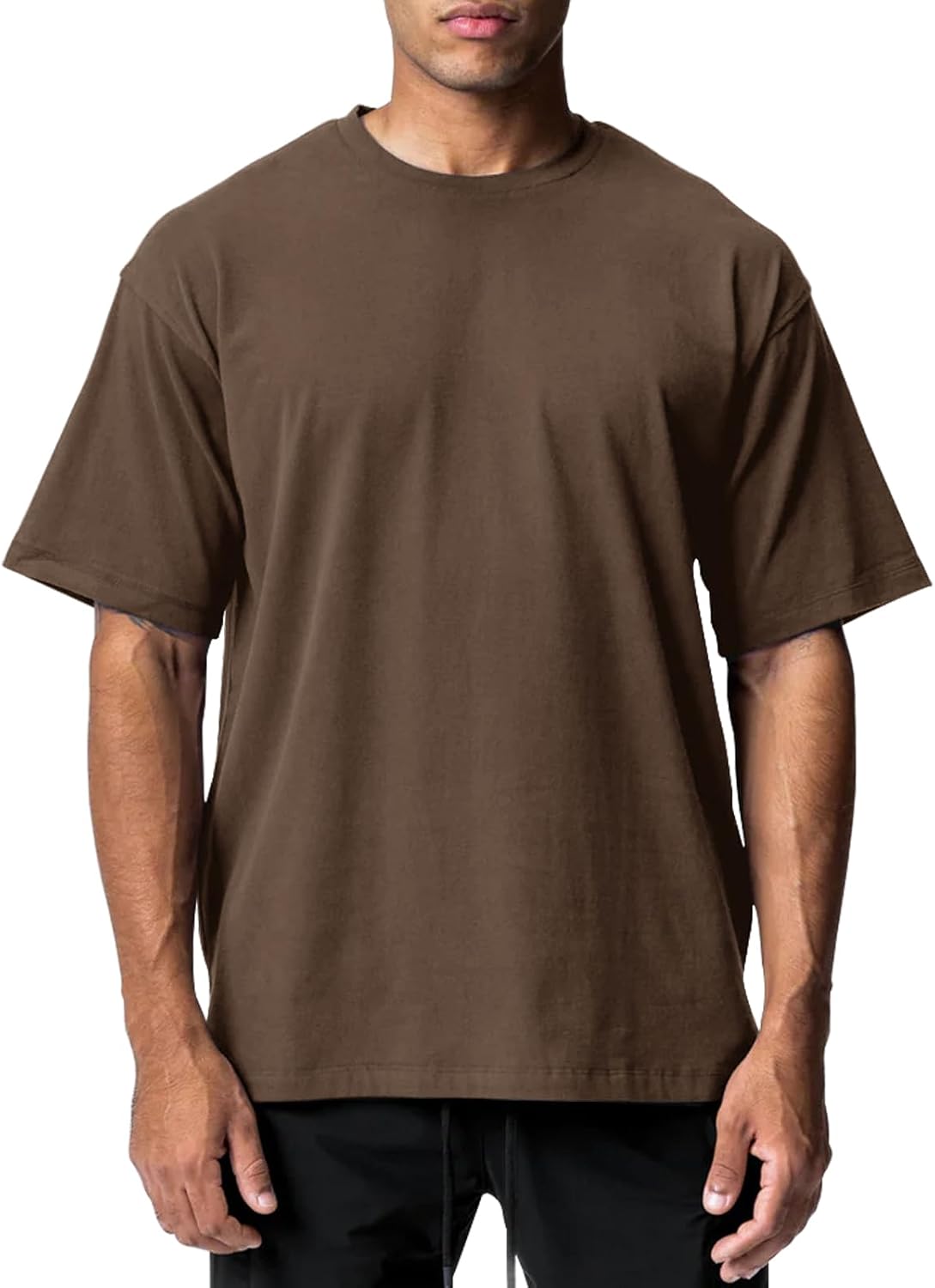 Men's Cotton Short Sleeve Crew Neck Shirts Athletic Tops Tees Oversized Gym Clothes for Men S-XXL