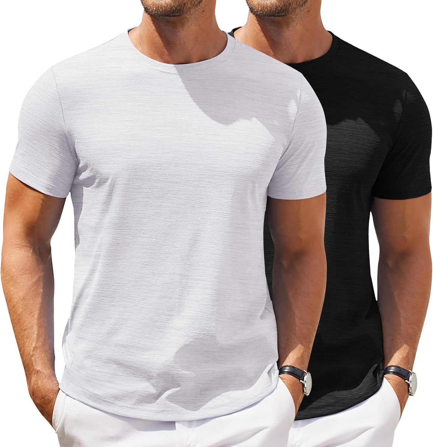 Mens Crew Neck T Shirt Short Sleeve Casual Summer Basic Tee Slim Fit Workout T-Shirt